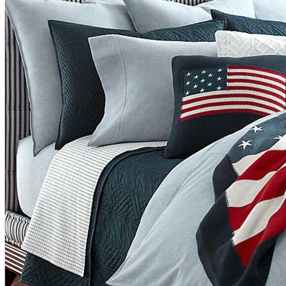 New Ralph Lauren Workshirt Chambray California King Extra Deep Fitted Sheet $245 - Picture 1 of 8